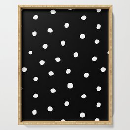 Minimal White Dots with Black Background Serving Tray
