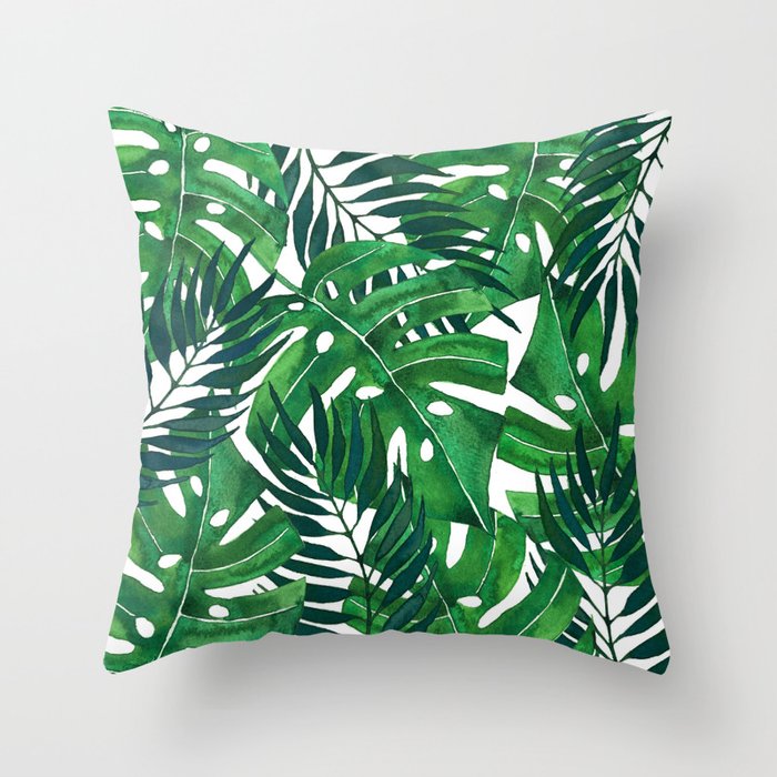 Jungle leaves Throw Pillow