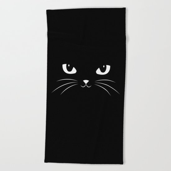 Cute Black Cat Beach Towel
