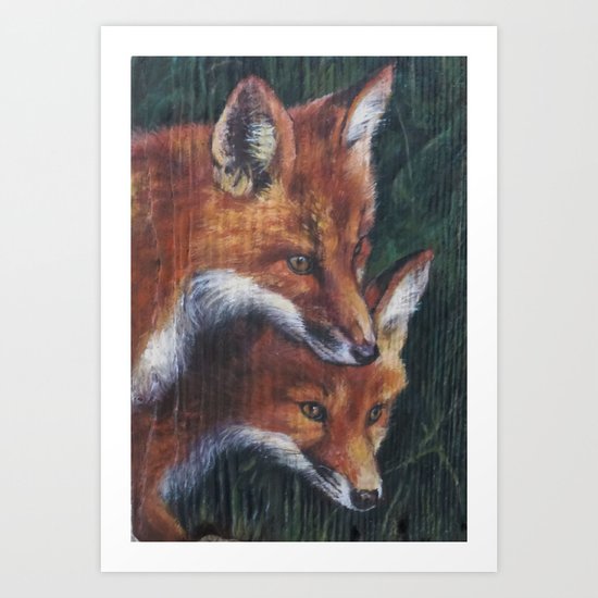 Two Foxes Art Print