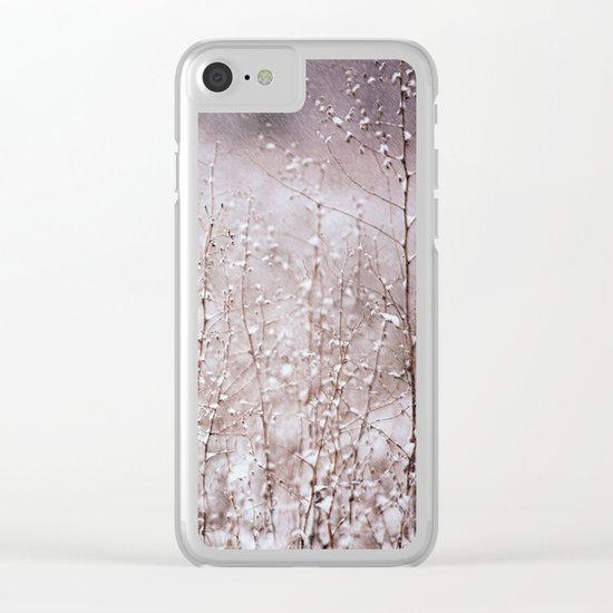Snowy branches in the rain Clear iPhone Case
