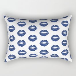 Navy Lips Rectangular Pillow