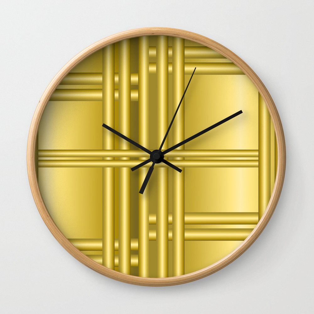 Abstract Background With Gold Bars Wall Clock By Dedoma Society6
