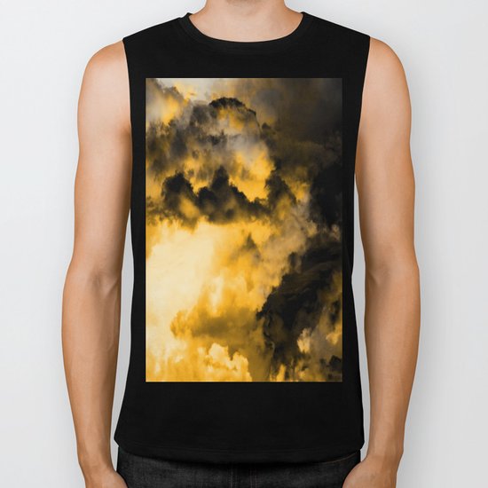 Vitality - Cloudy Abstract In Orange And Black Biker Tank
