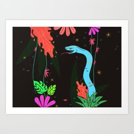 Jungle Snake fluorescent Art Print