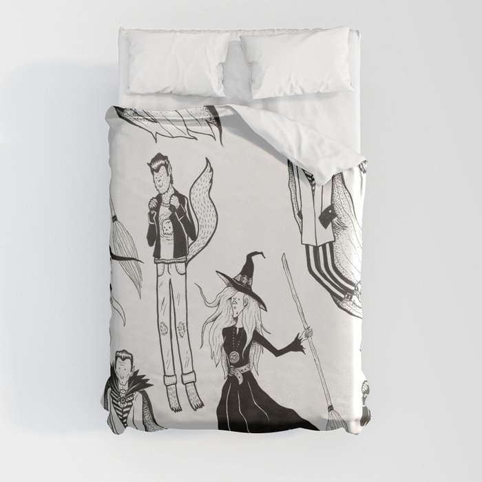 Happy Monsters (in white) Duvet Cover