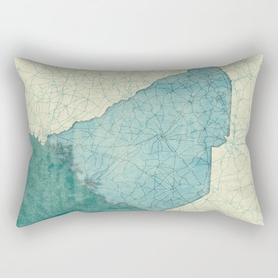 South Carolina State Map Blue Vintage Rectangular Pillow