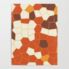 Hexagon Abstract Orange_Cream Poster