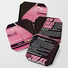 Pink Nisan 200sx Vintage Ad  Coaster