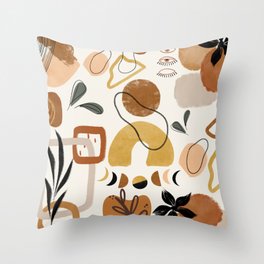 Bohemian Abstract - Earthy Palette Throw Pillow