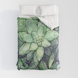 Crystal Succulents in Watercolor Comforter