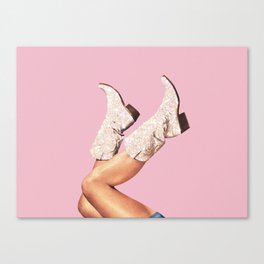 These Boots - Glitter Pink L Canvas Print