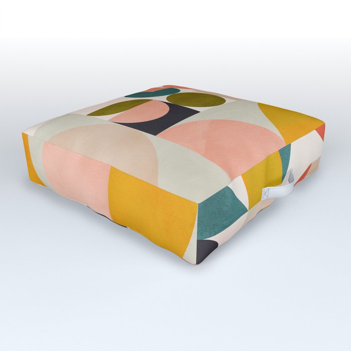 mid century geometry abstract shapes bauhaus Outdoor Floor Cushion