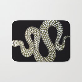 Snake's Charm in Black Bath Mat | Illustration, Snake, Blackwhiteandgold, Snakeshirt, Curated, Concept, Drawing, Charm, Gold, Scales 