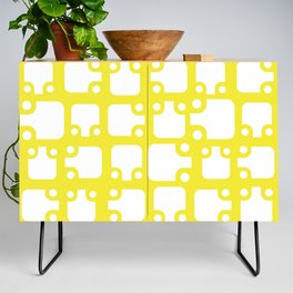 Mid Century Modern Abstract Pattern Slate Yellow 2 Credenza