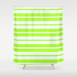 [ Thumbnail: Light Green and Mint Cream Colored Stripes Pattern Shower Curtain ]