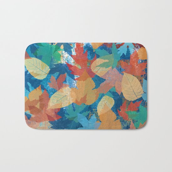 Colorful fall leaves Bath Mat