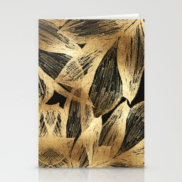 Gold leaves black pillow  Stationery Cards