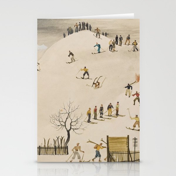 The Practice Slope winter skiing landscape painting by Franz Sedlacek  Stationery Cards