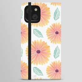 Daisy Watercolor Pink Orange iPhone Wallet Case