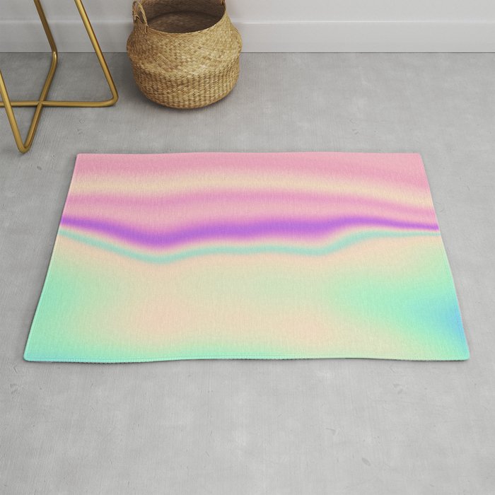 Holographic Foil Colorful Pastel Pattern Abstract Marble Multi Colored Gradient Rug