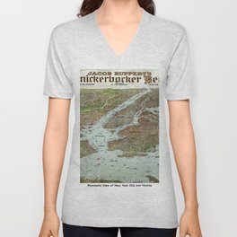 Panoramic view of New York City and vicinity - 1912 vintage pictorial map V Neck T Shirt