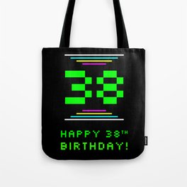[ Thumbnail: 38th Birthday - Nerdy Geeky Pixelated 8-Bit Computing Graphics Inspired Look Tote Bag ]