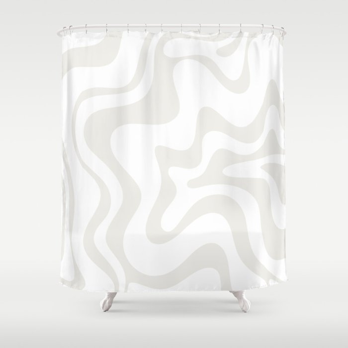 Liquid Swirl Abstract Pattern in Nearly White and Pale Stone Shower Curtain