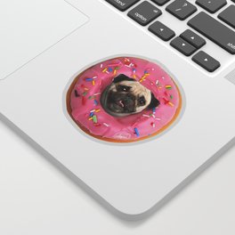 Pug Strawberry Donut Sticker