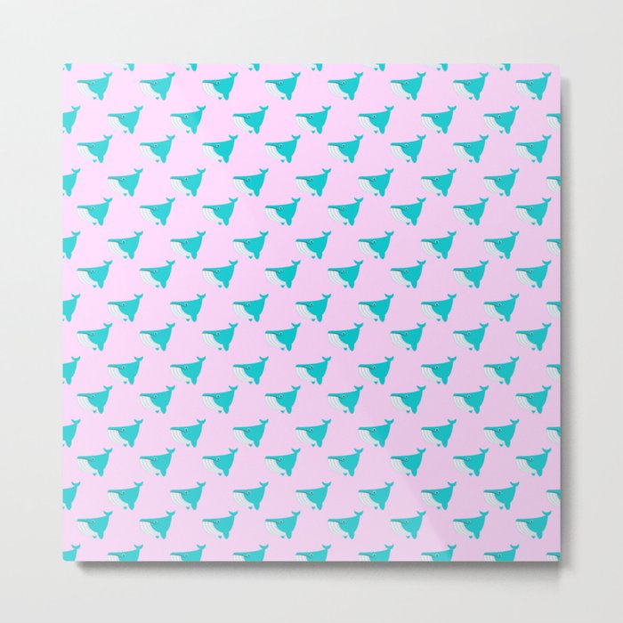 Blue and Pink Whales Metal Print