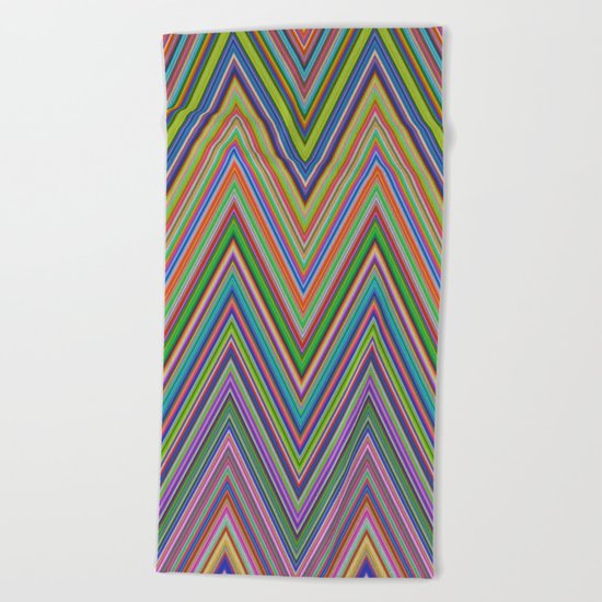 Vivid herringbones Beach Towel