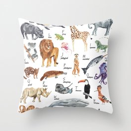 Animal Alphabet Throw Pillow