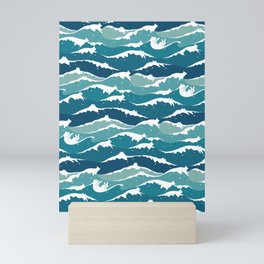 Cat waves pattern Mini Art Print