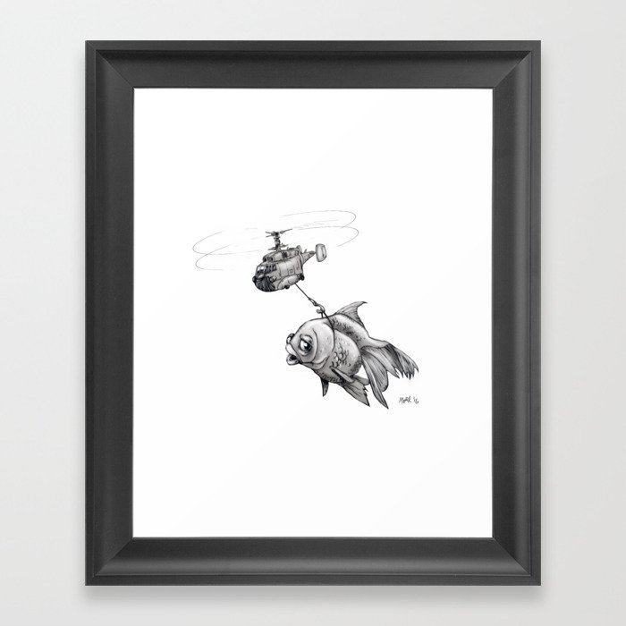 Goldfish & Helicopter Framed Art Print
