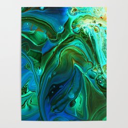 Aquamarine Liquid Paint Poster