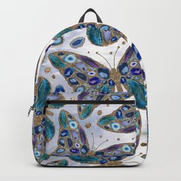 Blue and Purple Geodes Butterflies Backpack