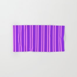 [ Thumbnail: Violet and Purple Colored Stripes/Lines Pattern Hand & Bath Towel ]