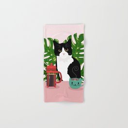 Tuxie Cat and Coffee Hand & Bath Towel