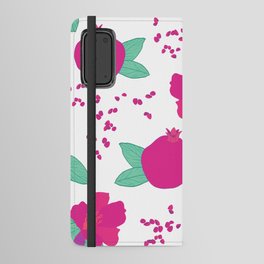 Pomegranate flower and fruit bright pink and green pattern Android Wallet Case