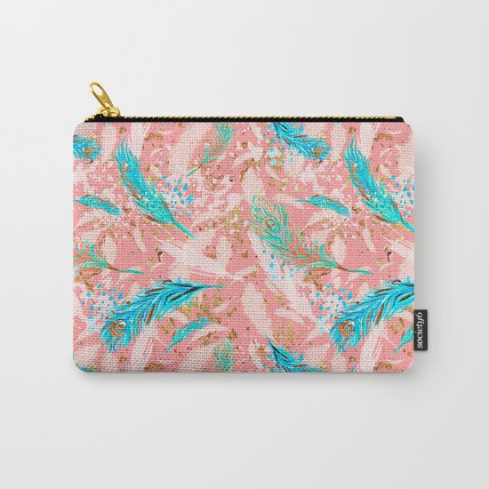 Feather peacock peach mint #10 Carry-All Pouch