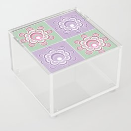 Flower power checkers pattern - very peri and sage green Acrylic Box