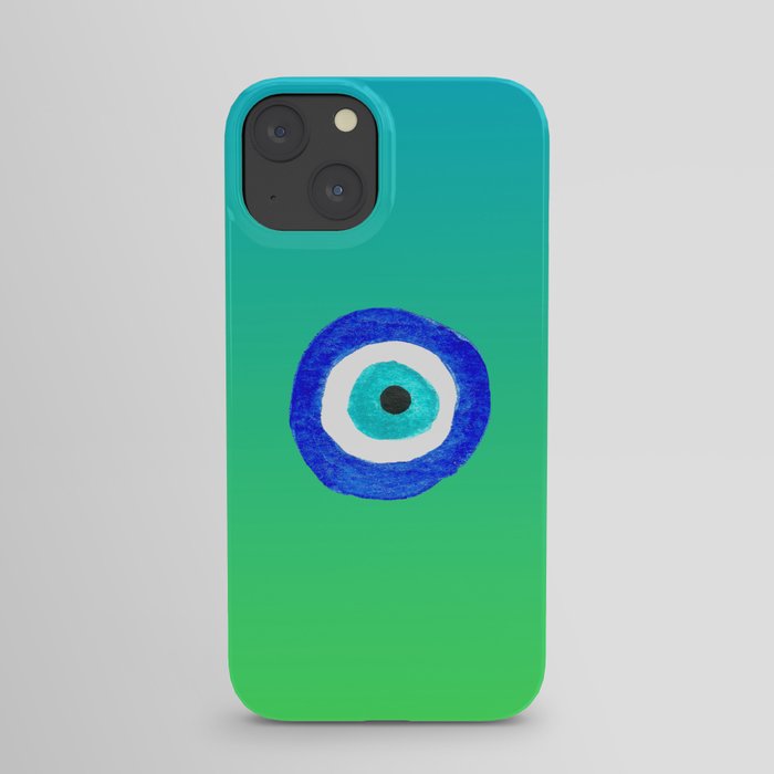 Single Evil Eye Amulet Talisman Ojo Nazar - ombre lime to tuquoise iPhone Case