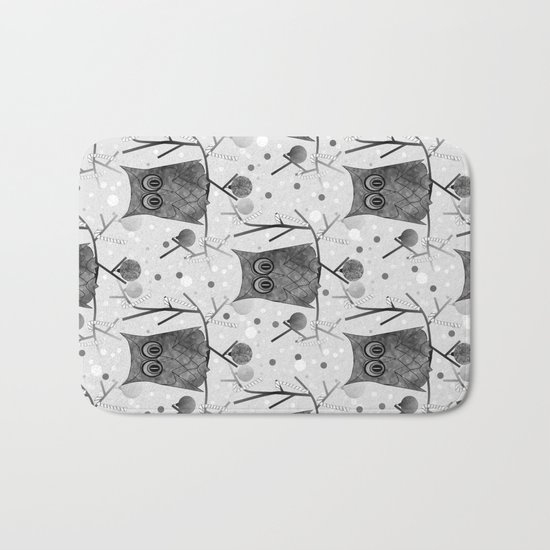 Black And White Owls Bath Mat