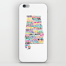 Alabama colorful typography state iPhone Skin