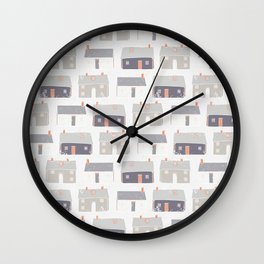 Houses Village Vector Pattern Repeat Seamless Background Wall Clock