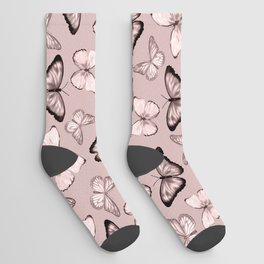 Butterflies in Retro Pink Socks