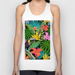 Toucan Hibiscus Floral Colorful Pattern Unisex Tank Top