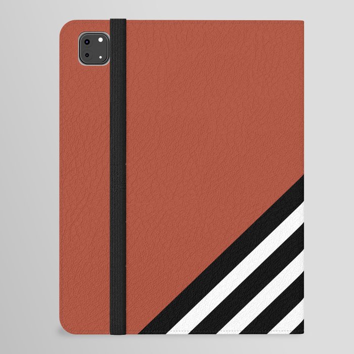 Color Block & Stripes Geometric Print, Sienna, Black and White iPad Folio Case
