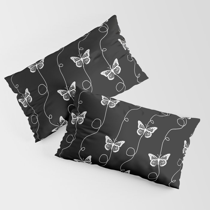 Black and White Butterfly Pattern Pillow Sham