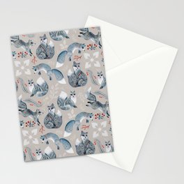 Wild Animal Fox Folk Pattern Stationery Card
